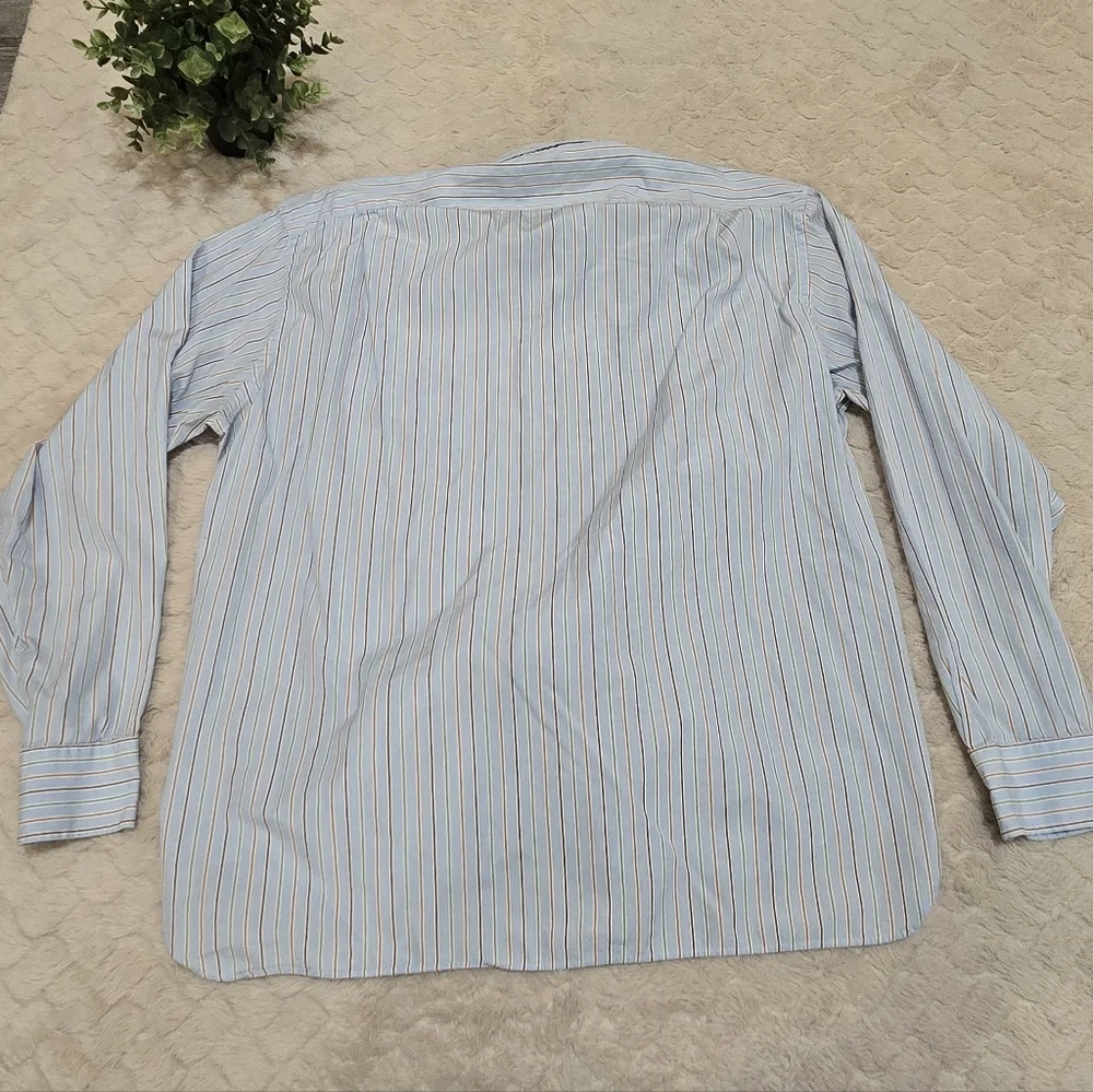 J. Crew Blue Multicolor Stripe 2-Ply Cotton Collared Dress Shirt, Size XL
